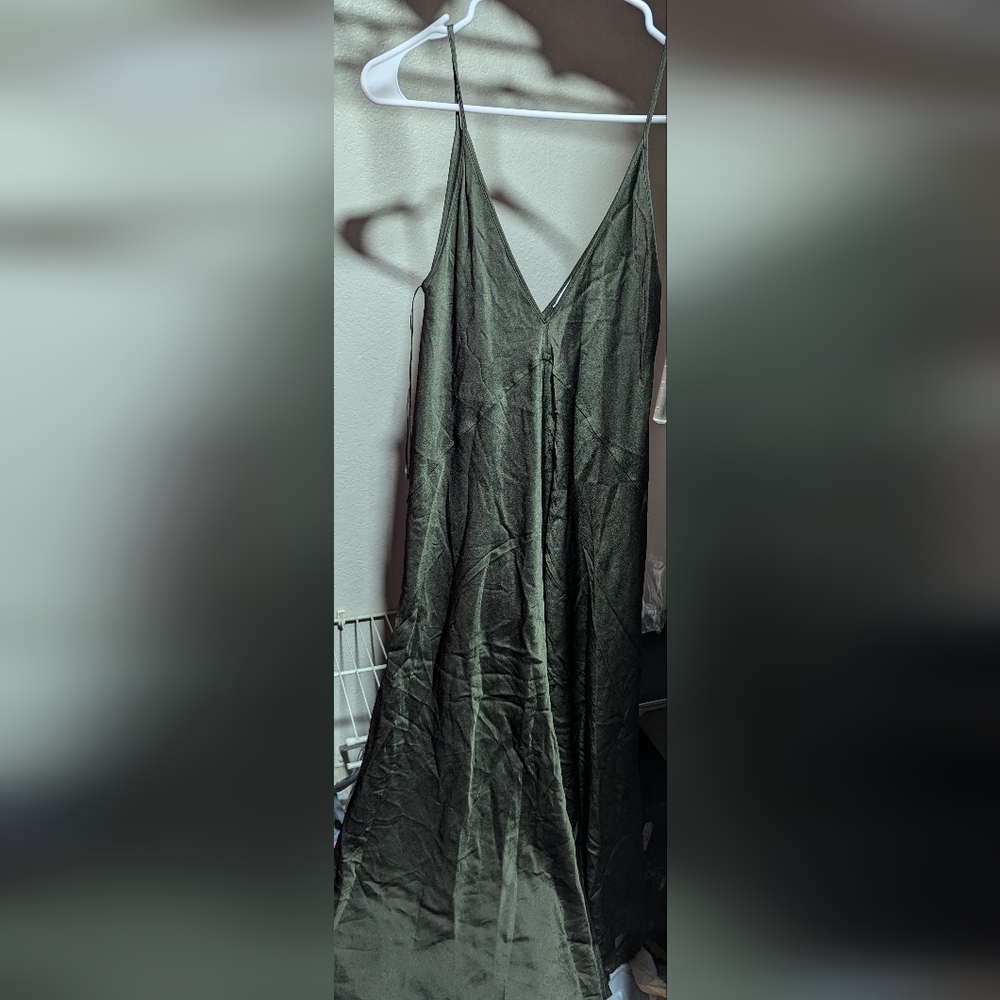 Zara Green Asymmetrical A-Line Maxi Dress